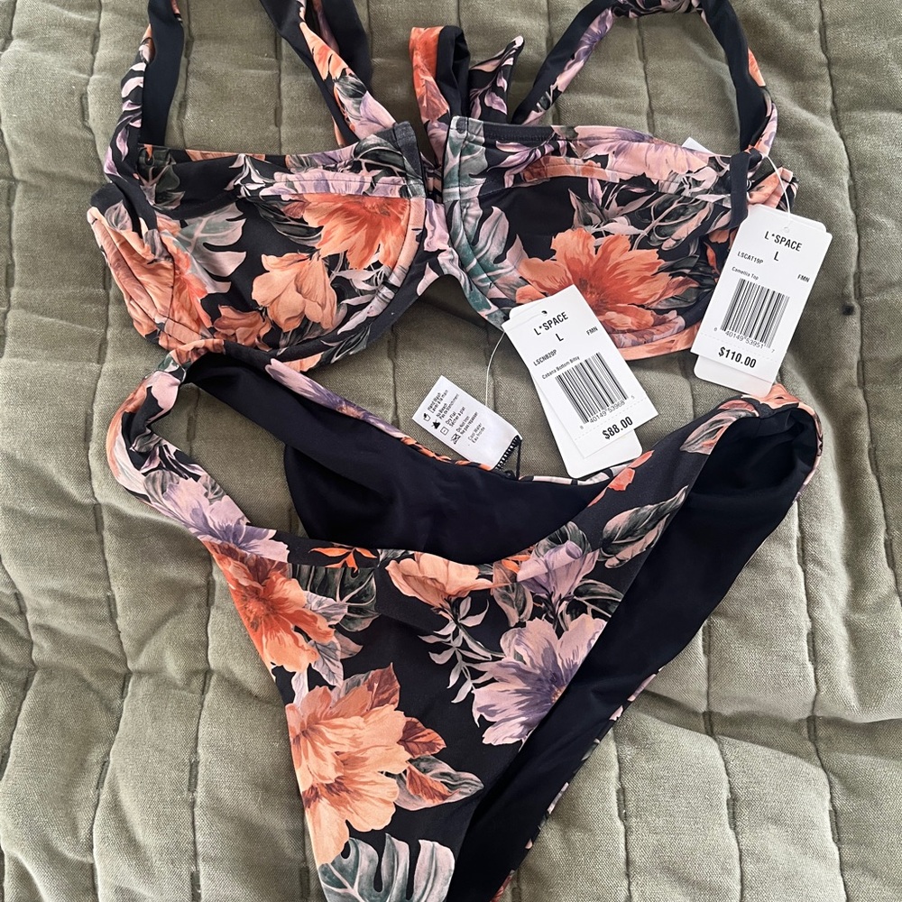 L*Space Floral Bikini Set - cabana & camellia NWT Size L